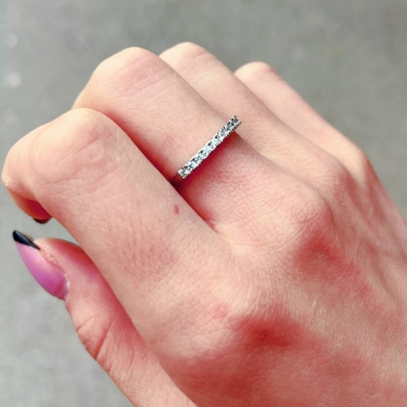 Silver Cubic Zirconia Half-Eternity Ring/Band - Picture 4 of 6